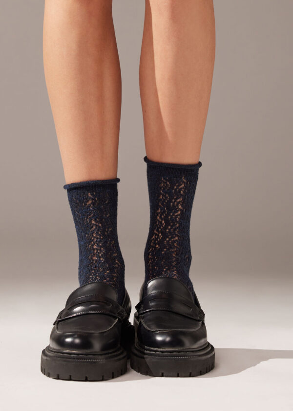 Fretwork Linen Blend Short Socks