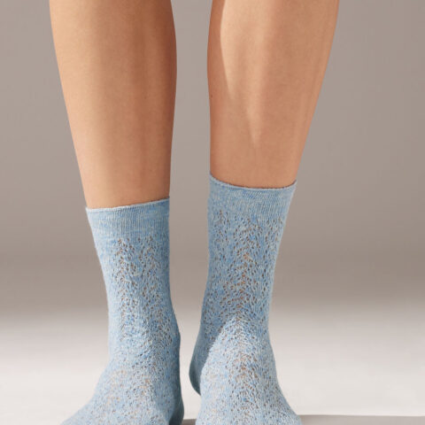 Fretwork Linen Blend Short Socks